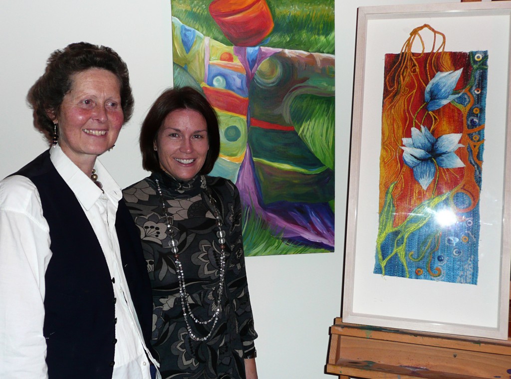 Regina Glynn and Valerie O Sullivan at Textile and Paintings exhibition